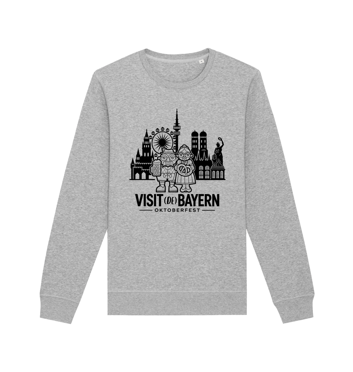 Oktoberfest München Unisex Sweatshirt - Illustration in Schwarz – Heather Grey